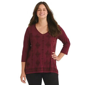 Caite Tonal Embroidered Ellis V-Neck Top New!